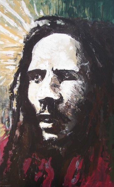 Schilderij portret van reggae legende Bob Marley 120x100cm