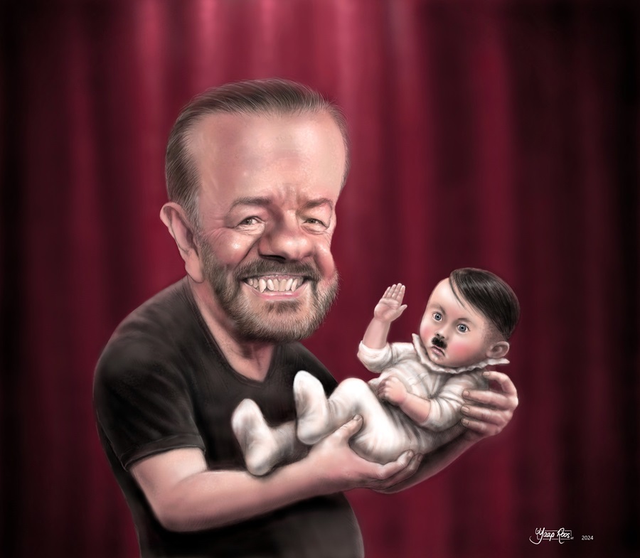 caricature ricky gervais